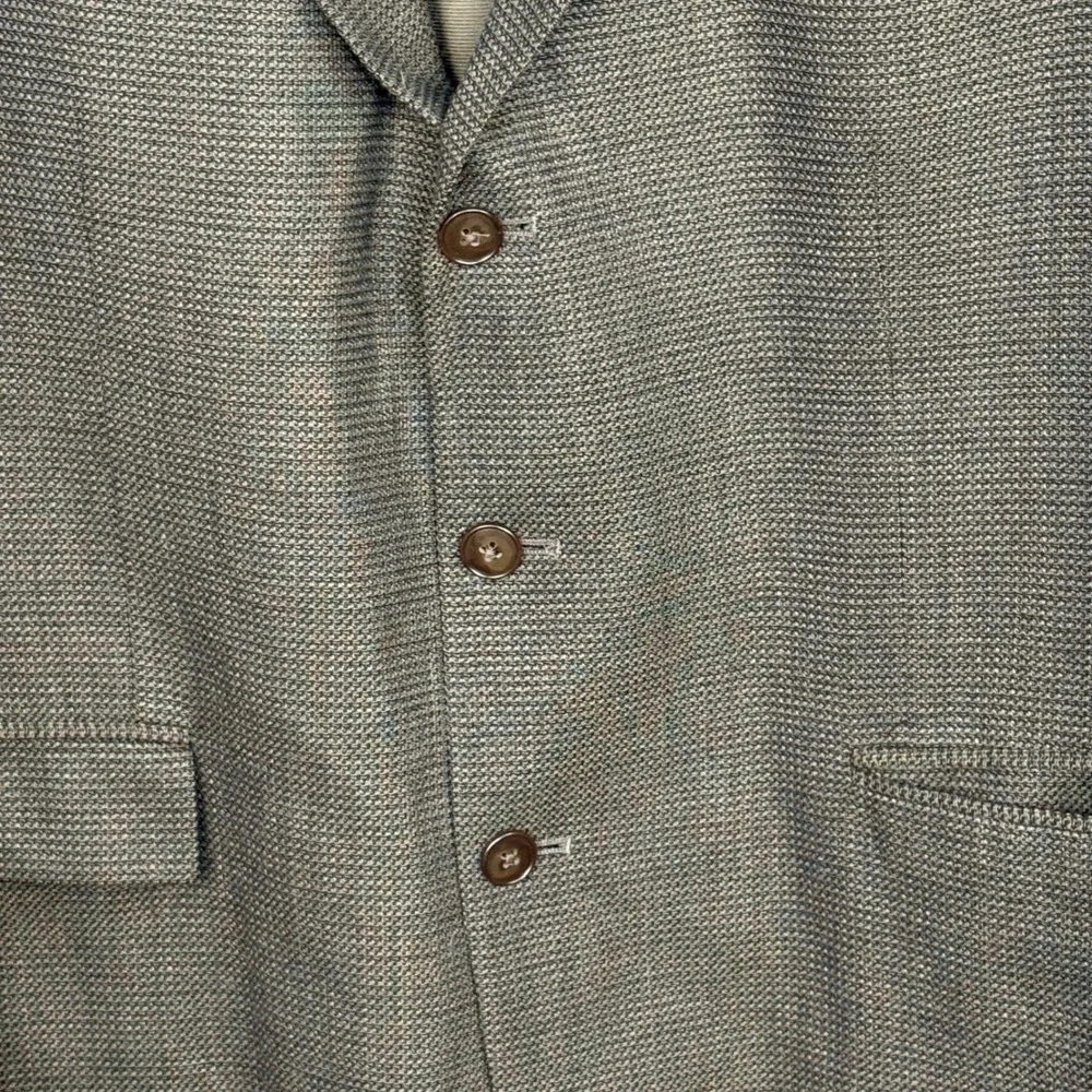 Oscar De La‎ Renta Blazer Mens Olive Brown Micro Pattern 3 Button Sport Coat 46R